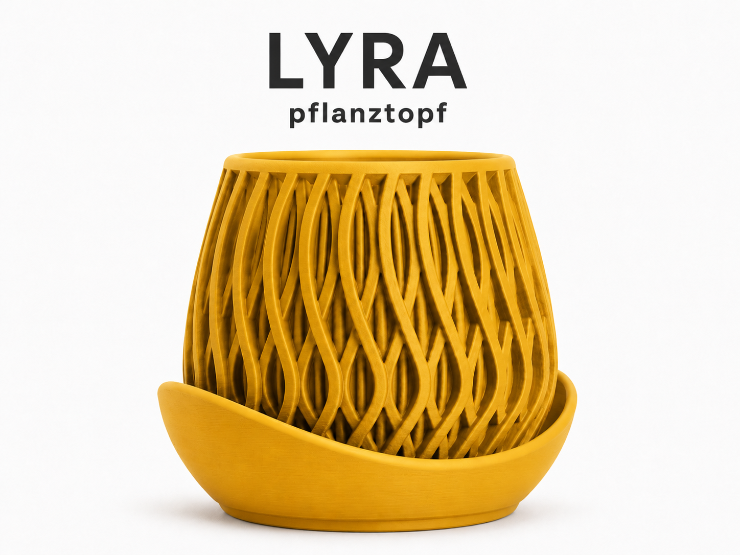 LYRA Pflanztopf mit Untersetzer – 3D-gedruckter Design-Übertopf mit Flechtstruktur