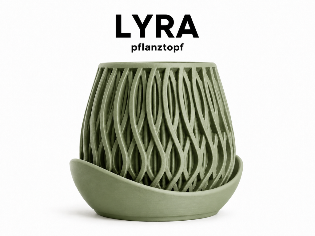 LYRA Pflanztopf mit Untersetzer – 3D-gedruckter Design-Übertopf mit Flechtstruktur