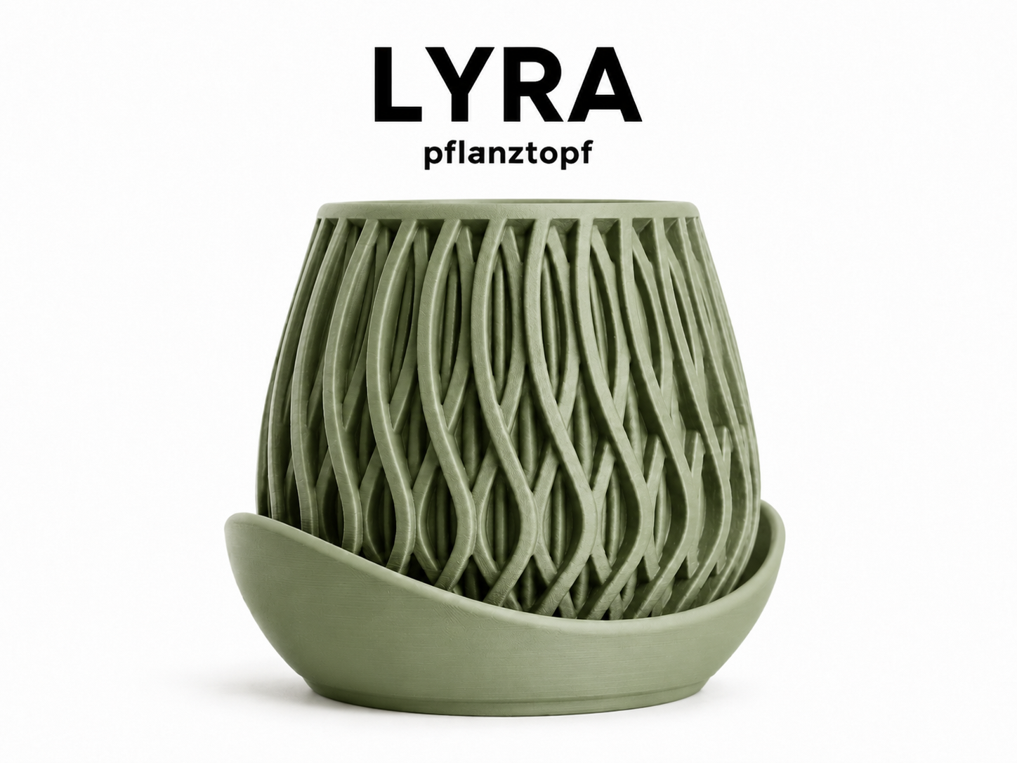 LYRA Pflanztopf mit Untersetzer – 3D-gedruckter Design-Übertopf mit Flechtstruktur