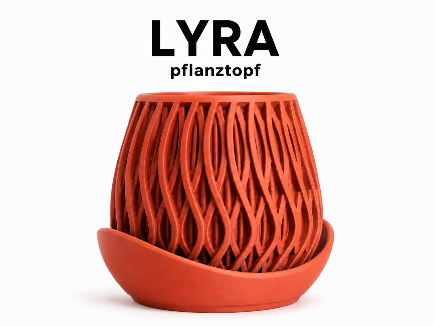 LYRA Pflanztopf mit Untersetzer – 3D-gedruckter Design-Übertopf mit Flechtstruktur