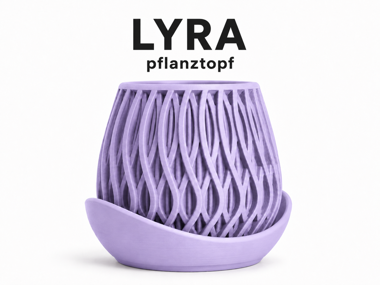 LYRA Pflanztopf mit Untersetzer – 3D-gedruckter Design-Übertopf mit Flechtstruktur