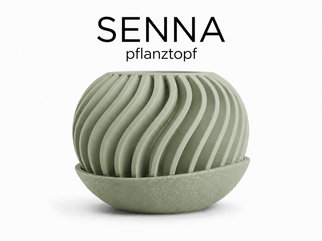 SENNA Pflanztopf – 3D-gedruckter Design-Übertopf mit geschwungener Rippenstruktur