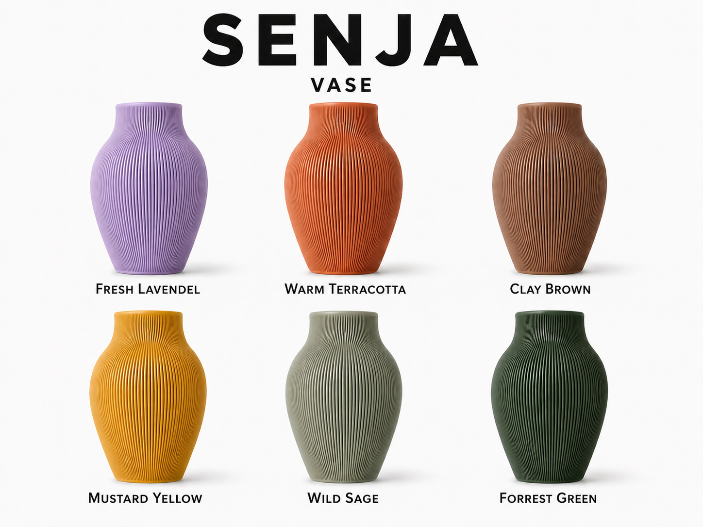 SENJA Vase – Minimalistische 3D-gedruckte Vase im Japandi Stil